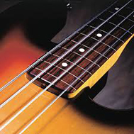 Image of a sunburst bass guitar