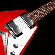 Image of a red flying v guitar